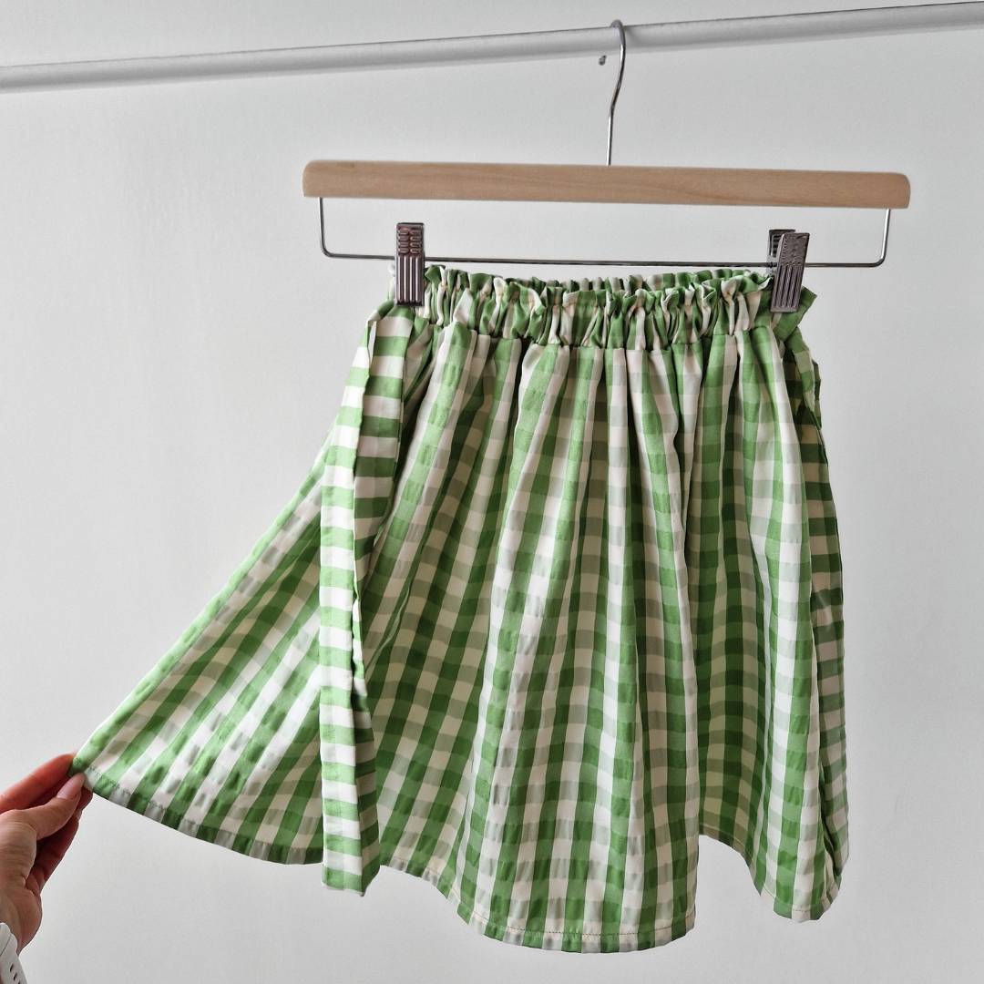 Twirl & Meadow zaļi rūtotie svārki ar lentītēm I -30%