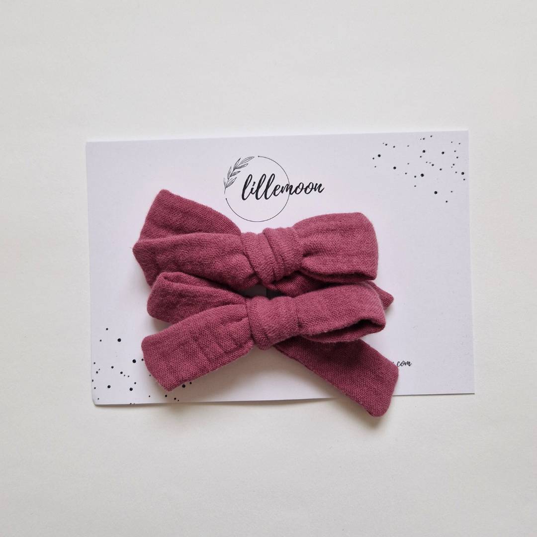 Divu vidēja izmēra muslina bantīšu komplekts - violets