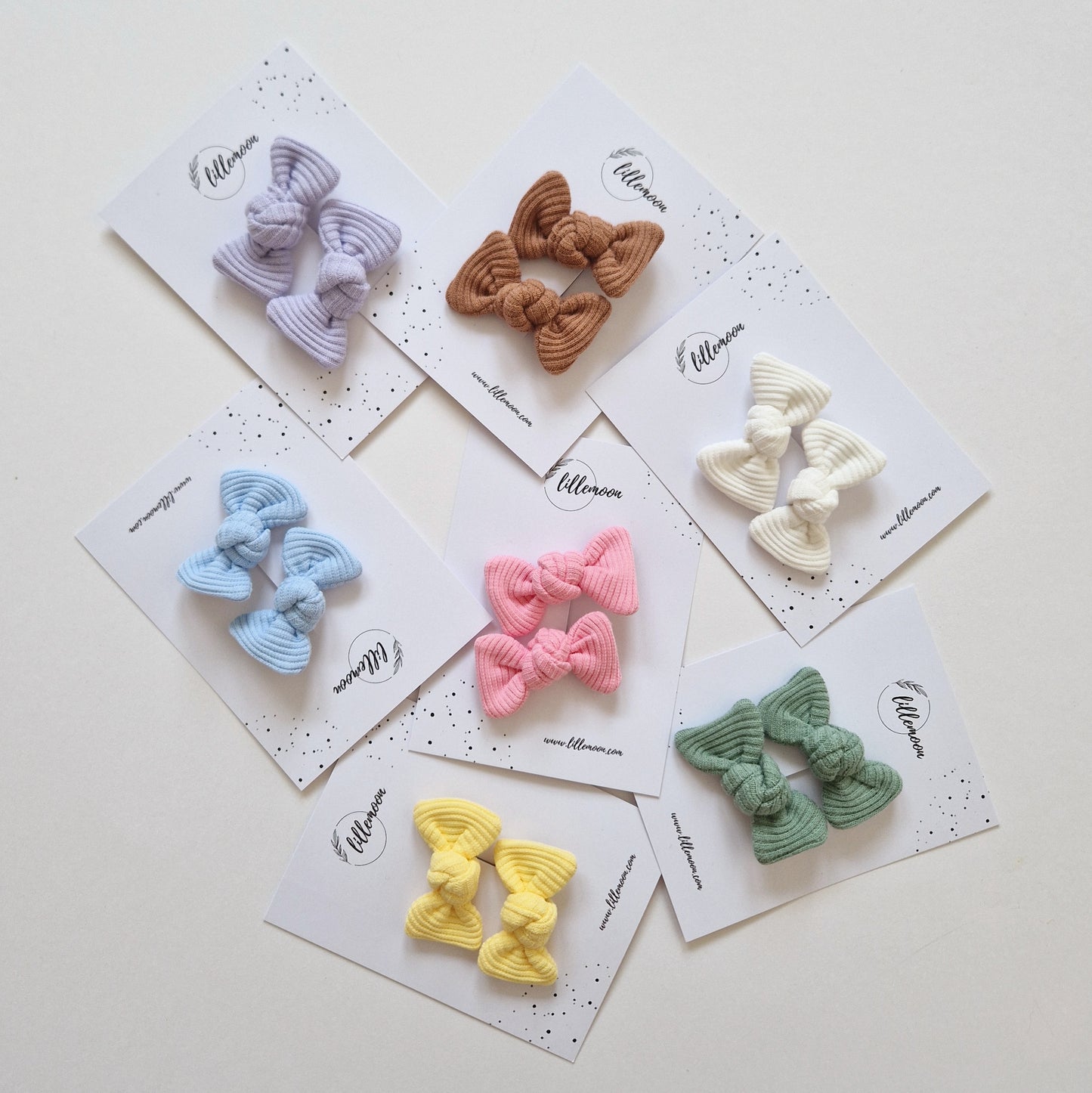Bantīšu komplektiņi rievotās mini matu bantītes - 9 maigās krāsiņās