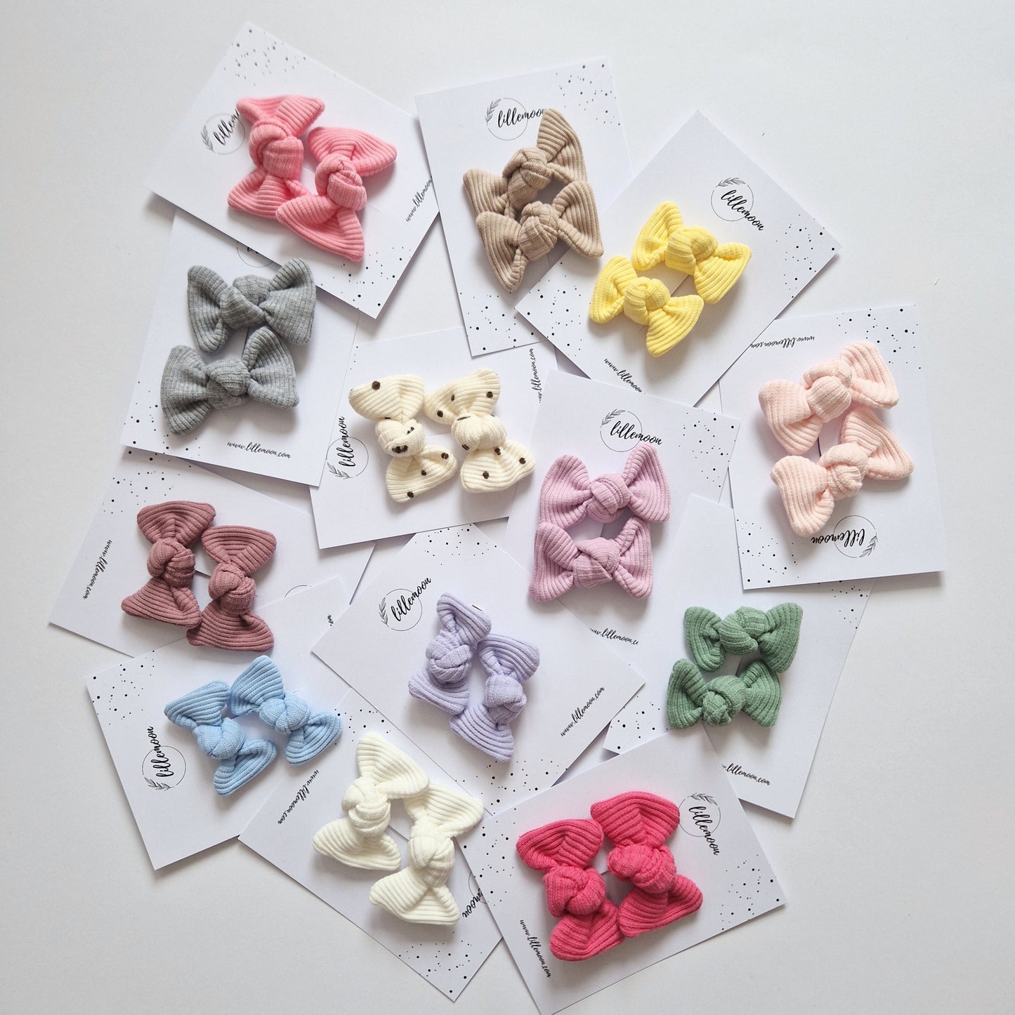 Bantīšu komplektiņi rievotās mini matu bantītes - 11 maigās krāsiņās I -50%