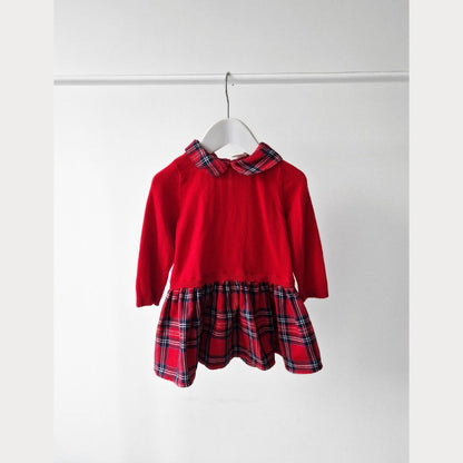 Pre-Loved Kids Festive Dress – Sarkana rūtainā kleitiņa I 74 izm.