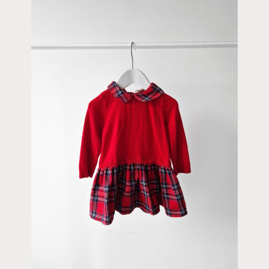 Pre-Loved Kids Festive Dress – Sarkana rūtainā kleitiņa I 74 izm.