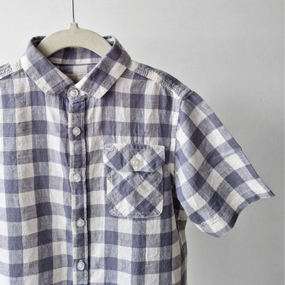 Pre-Loved Kids Lina-Kokvilnas krekls – Balti pelēkā rūtiņa I 116 izm.