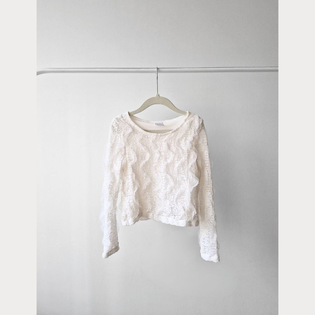 Pre-Loved Kids balts mežģīņu svētku tops | 7–8 gadi