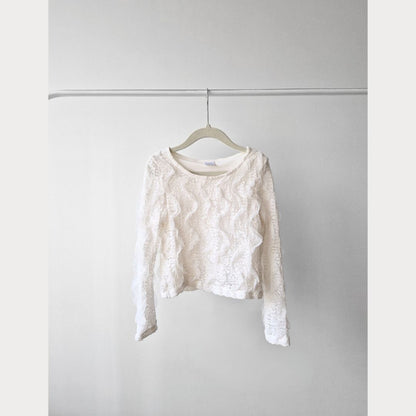 Pre-Loved Kids balts mežģīņu svētku tops | 7–8 gadi