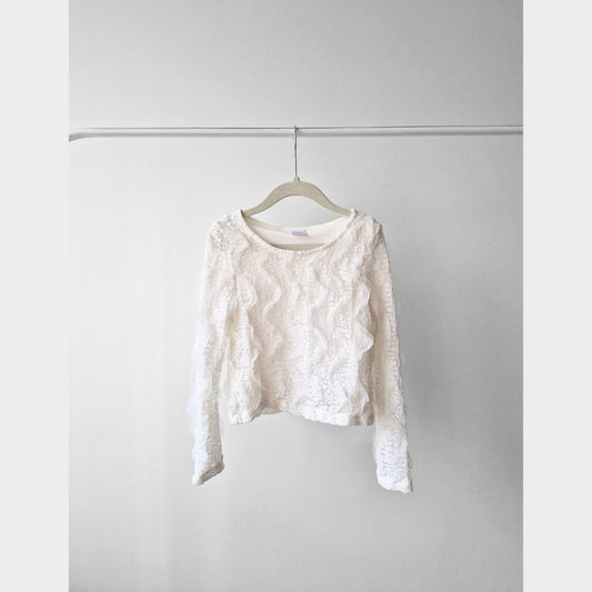 Pre-Loved Kids balts mežģīņu svētku tops | 7–8 gadi