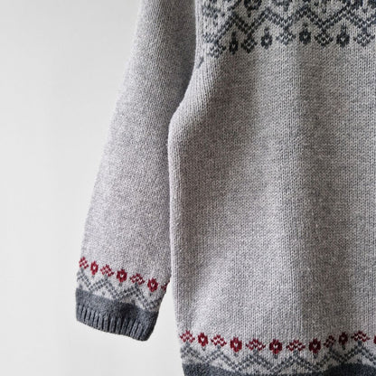Pre-Loved Kids Knit Džemperis – Pelēks ar rakstiņu | 80 izm.