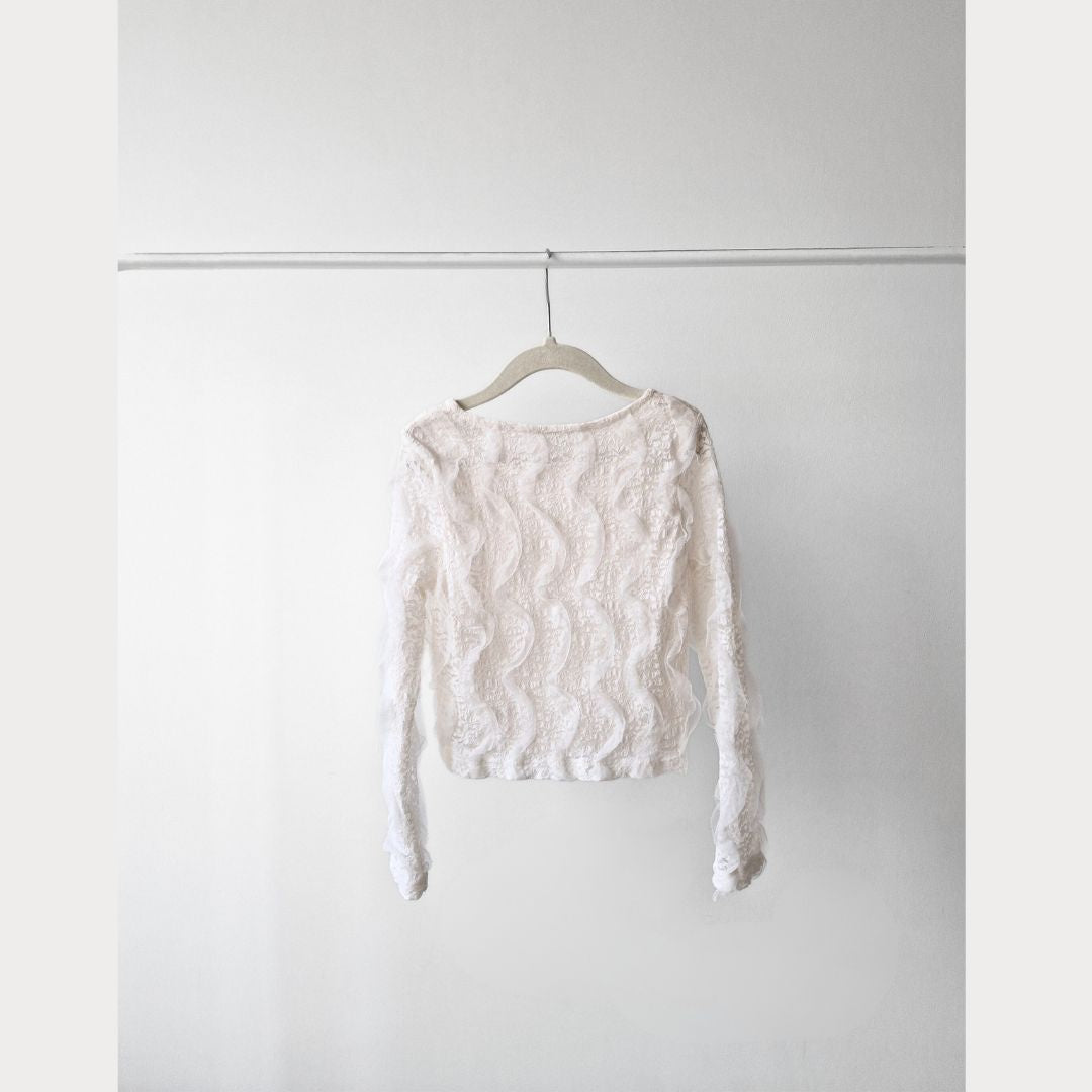 Pre-Loved Kids balts mežģīņu svētku tops | 7–8 gadi