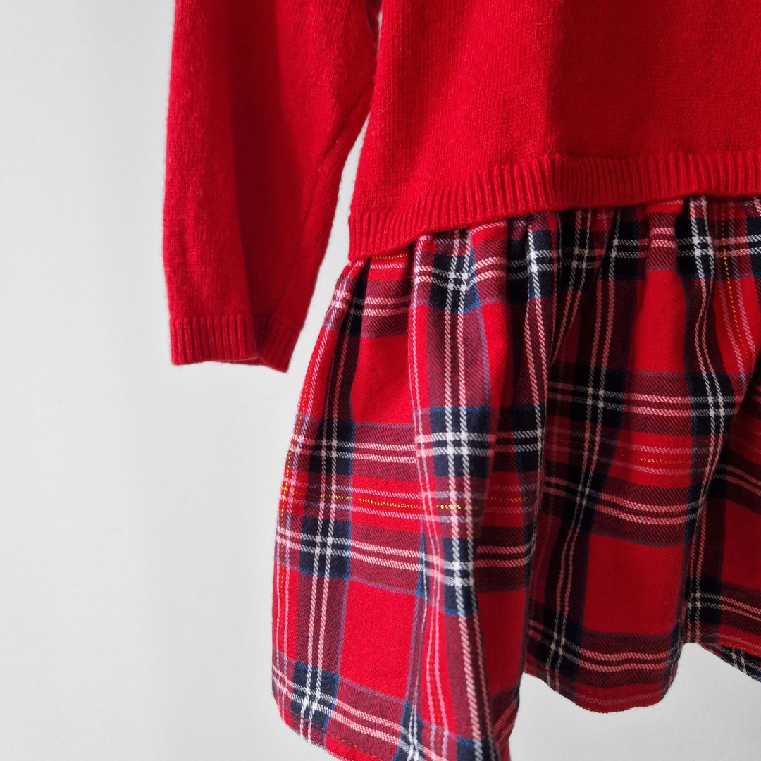 Pre-Loved Kids Festive Dress – Sarkana rūtainā kleitiņa I 74 izm.