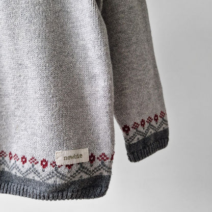 Pre-Loved Kids Knit Džemperis – Pelēks ar rakstiņu | 80 izm.