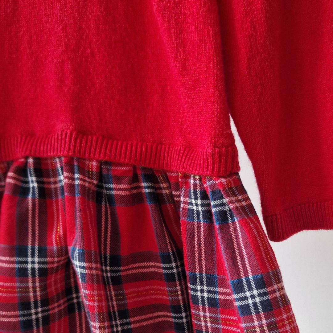 Pre-Loved Kids Festive Dress – Sarkana rūtainā kleitiņa I 74 izm.