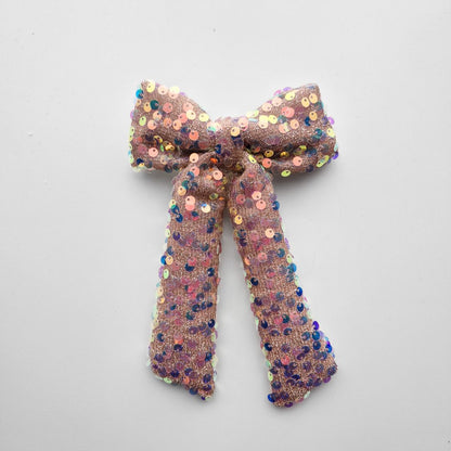 Glitteru varavīksnes matu bante svētkiem | Ierobežots daudzums