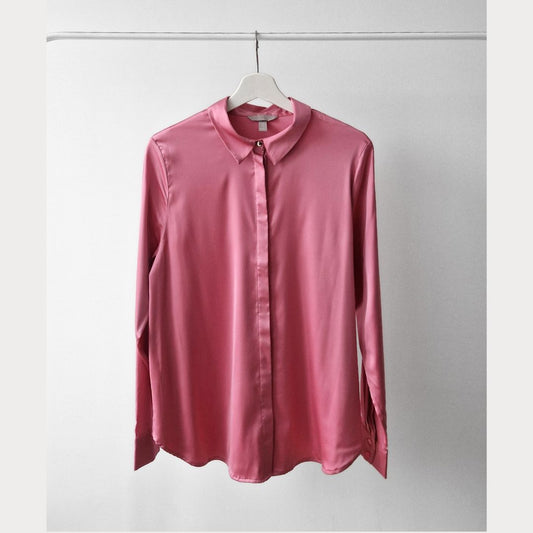 Pre-Loved H&M sieviešu rozā satīna blūze | Izmērs XL (44)