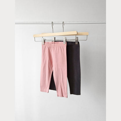 Pre-Loved Kids Legingu sets – Rozā + Tumši pelēki | 80 izm.