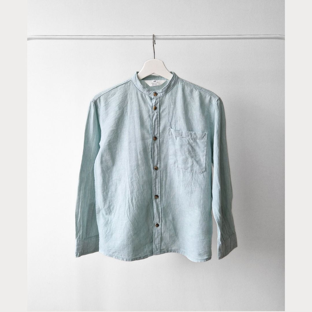 Pre-Loved Kids H&M maigi zaļš lina-kokvilnas krekls | 10–11 gadi / 146 cm