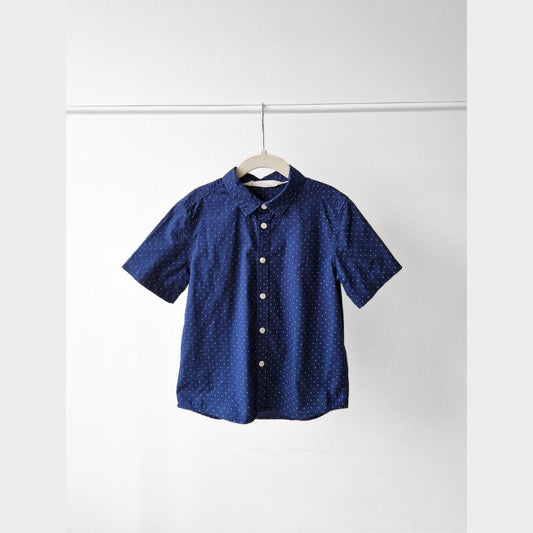 Pre-Loved Kids Kokvilnas krekls – Tumši zils ar punktiņiem I 116 izm.