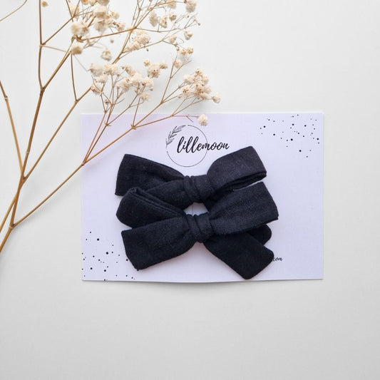 Divu vidēja izmēra muslina bantīšu komplekts - melns