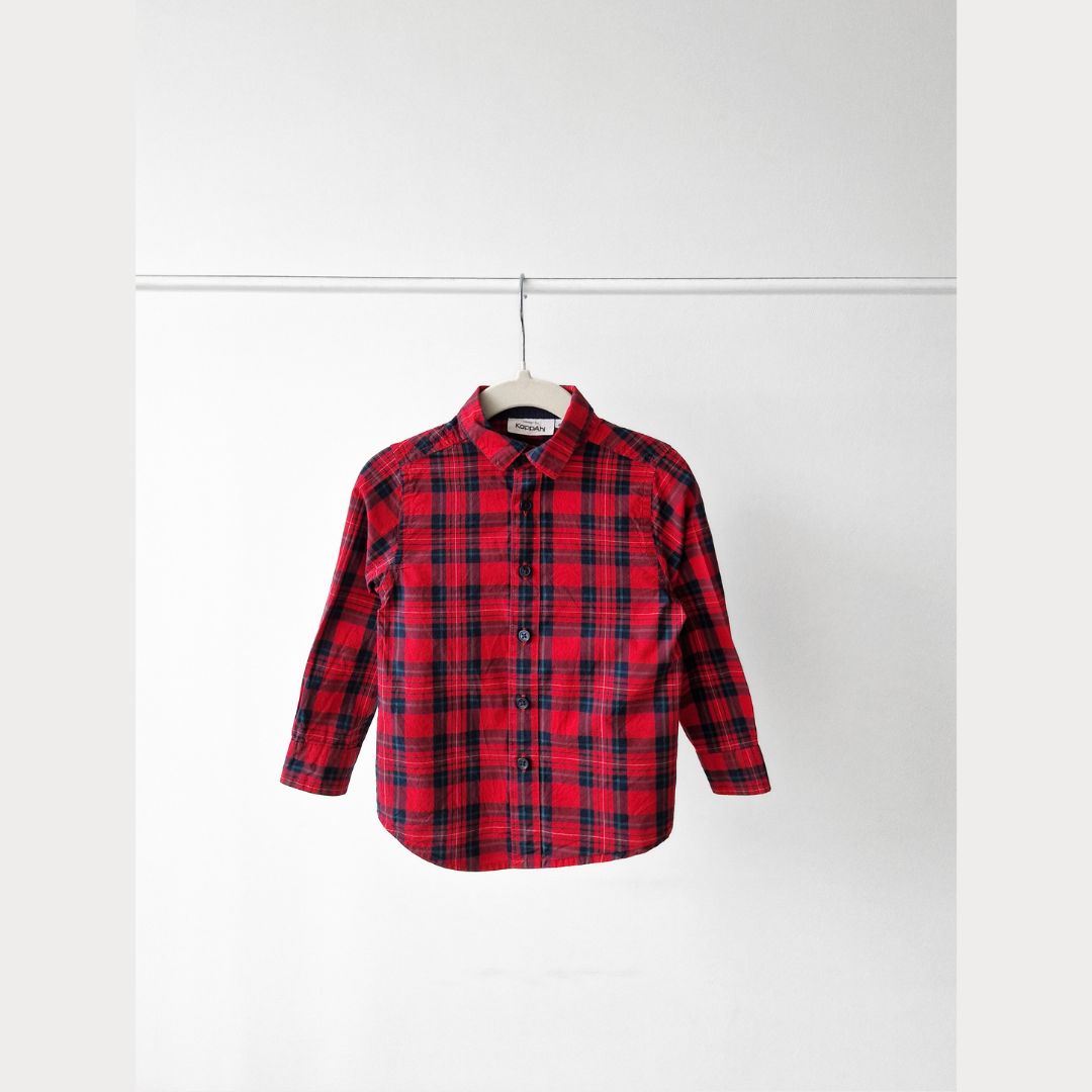 Pre-Loved Kids Sarkans rūtotais krekls | 86 izm.