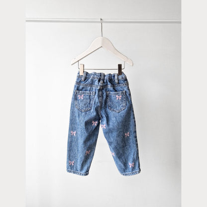 Pre-Loved Kids džinsi ar Rozām Bantītēm | 86 izm.