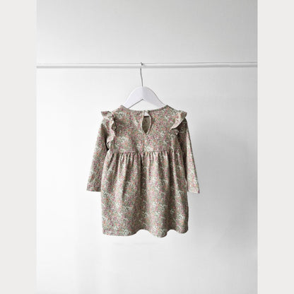 Pre-Loved Kids Kokvilnas Kleitiņa – Zaļa ar ziediem | 86 izm.