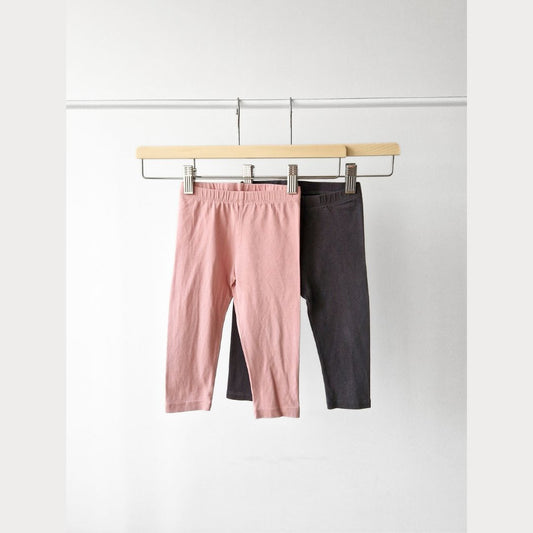 Pre-Loved Kids Legingu sets – Rozā + Tumši pelēki | 80 izm.