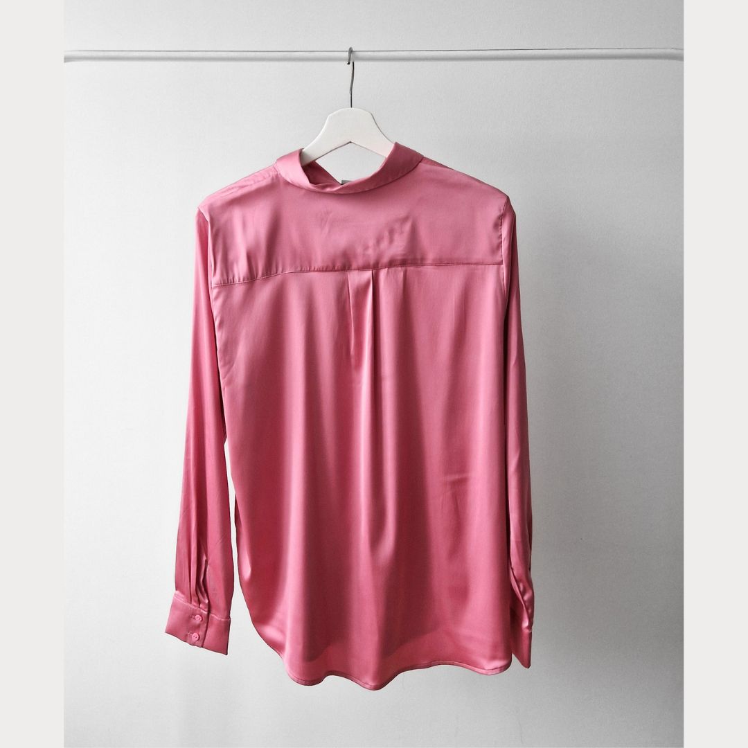 Pre-Loved H&M sieviešu rozā satīna blūze | Izmērs XL (44)