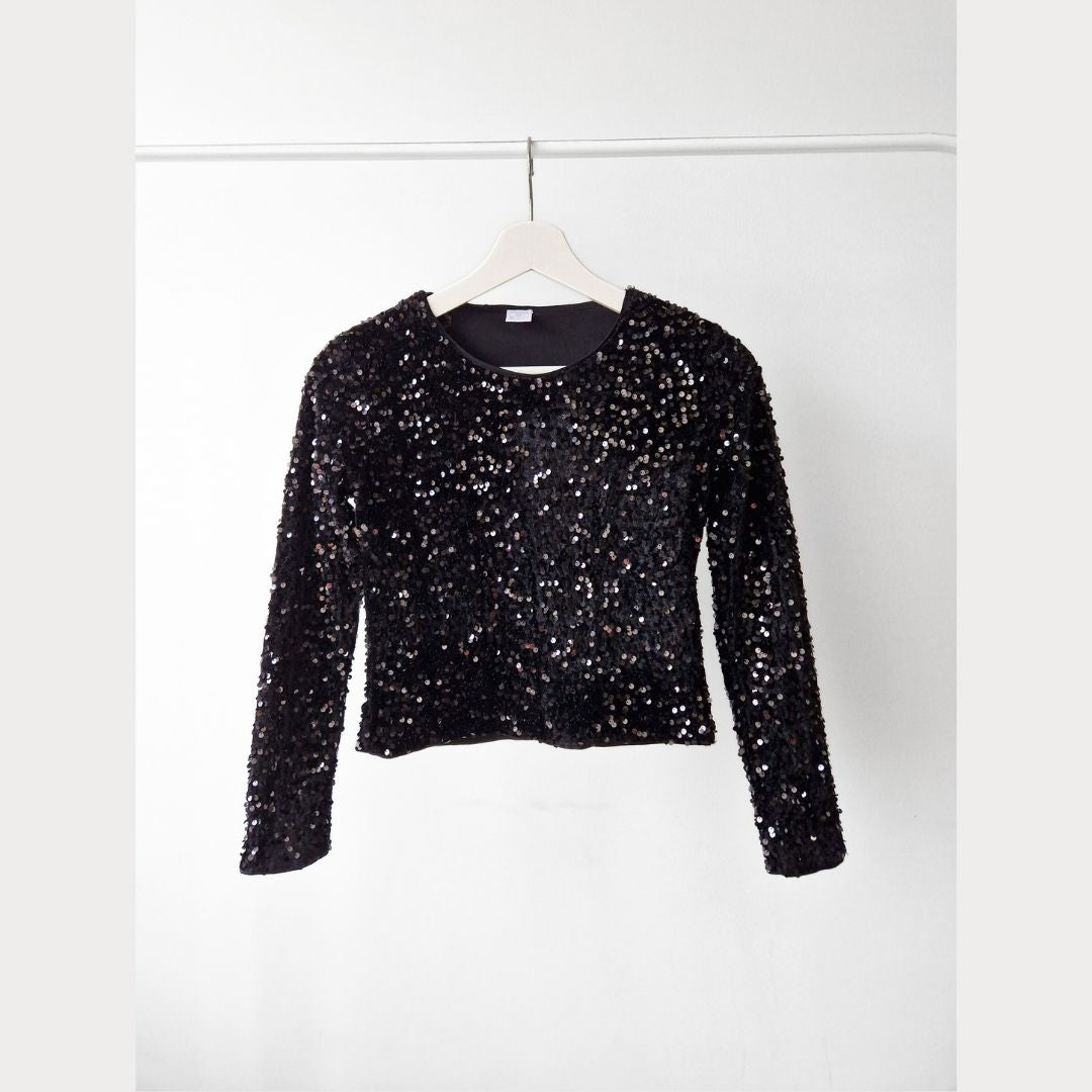 Pre-Loved Kids Svētku Gliteru tops - melnais mirdzumiņš I 146/152izm.