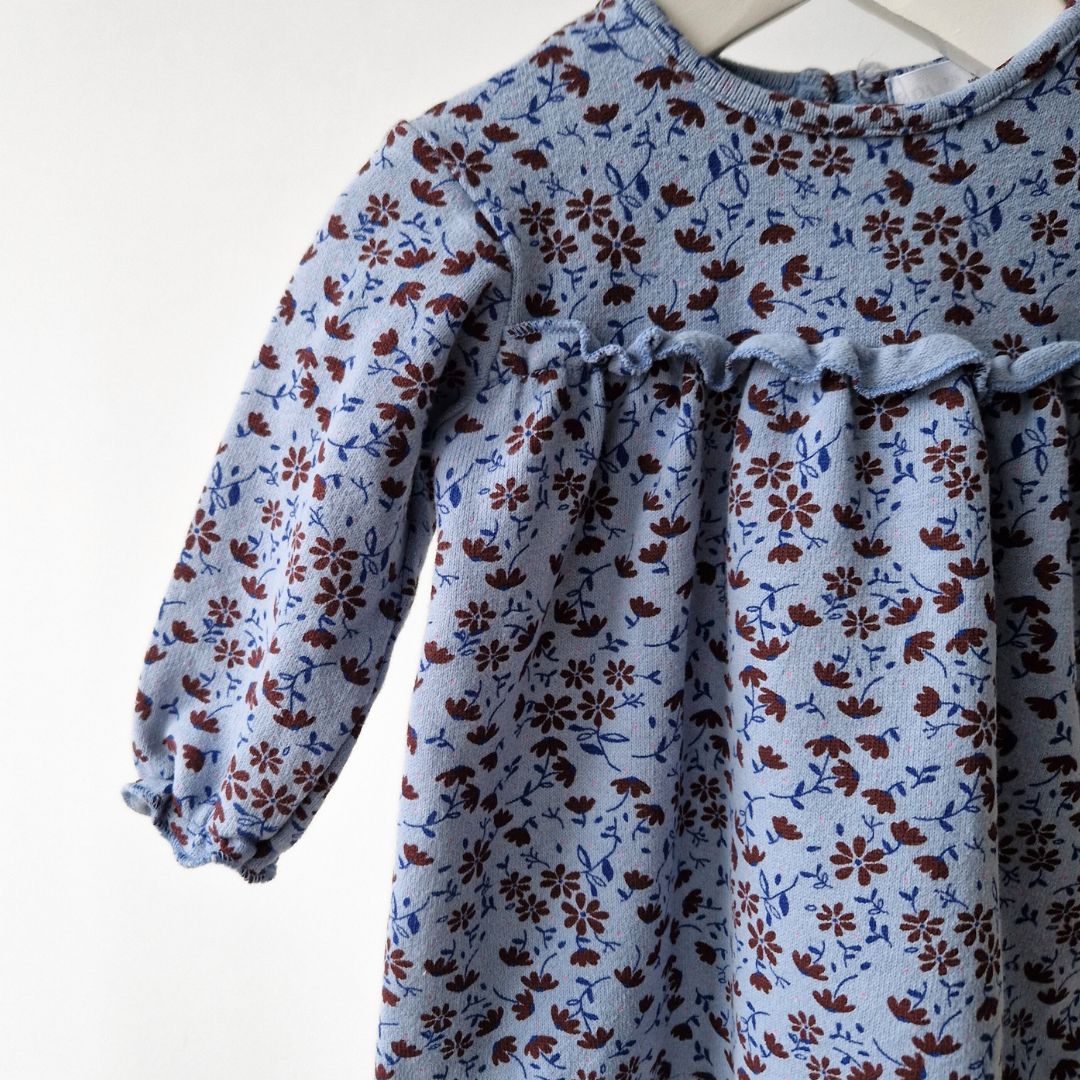 Pre-Loved Kids Tunika / Kleitiņa – Zila ar ziediem | 68 izm.