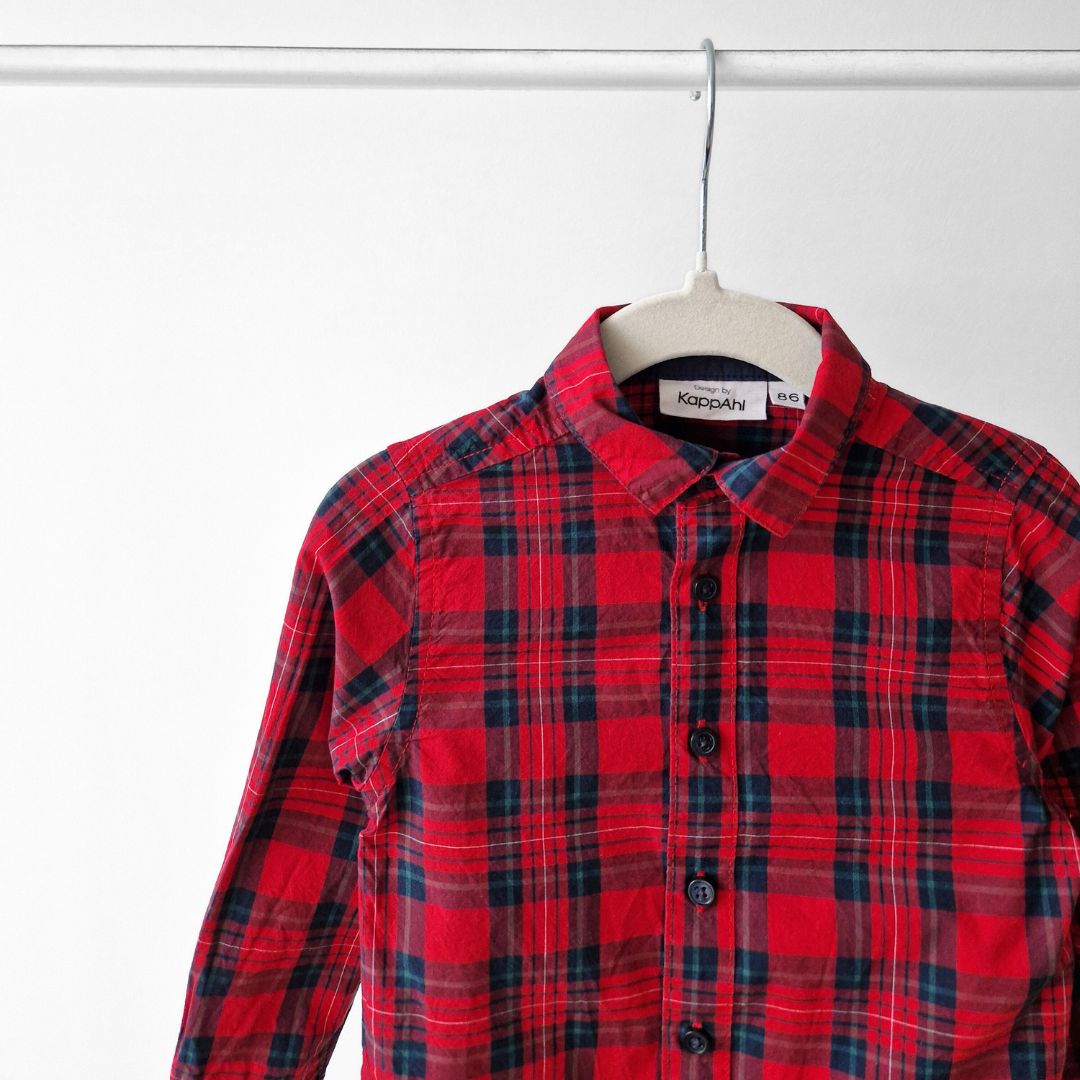 Pre-Loved Kids Sarkans rūtotais krekls | 86 izm.