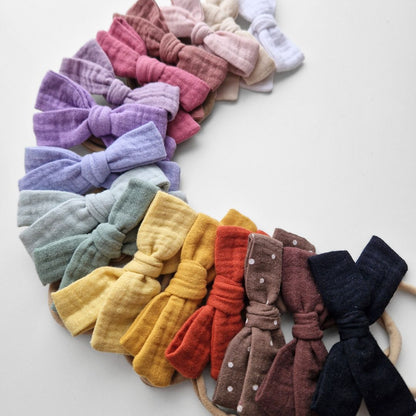 Muslina matu bantes ap galviņu liekamās - 16 krāsās