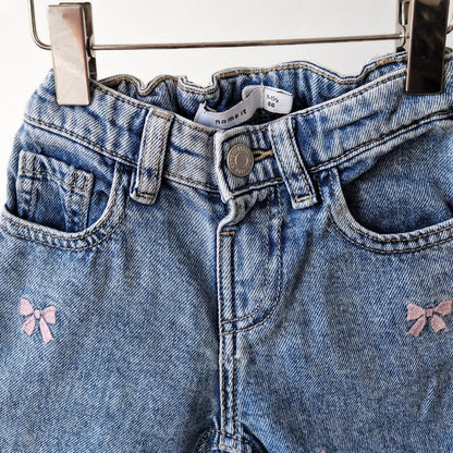 Pre-Loved Kids džinsi ar Rozām Bantītēm | 86 izm.