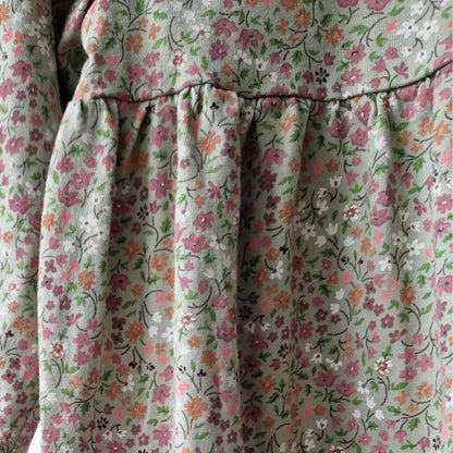 Pre-Loved Kids Kokvilnas Kleitiņa – Zaļa ar ziediem | 86 izm.