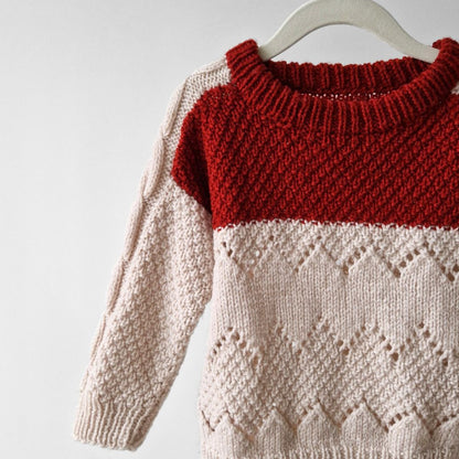 Pre-Loved Kids silts rokām adīts vilnas džemperis | 92-98 izm.