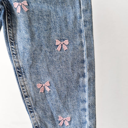 Pre-Loved Kids džinsi ar Rozām Bantītēm | 86 izm.