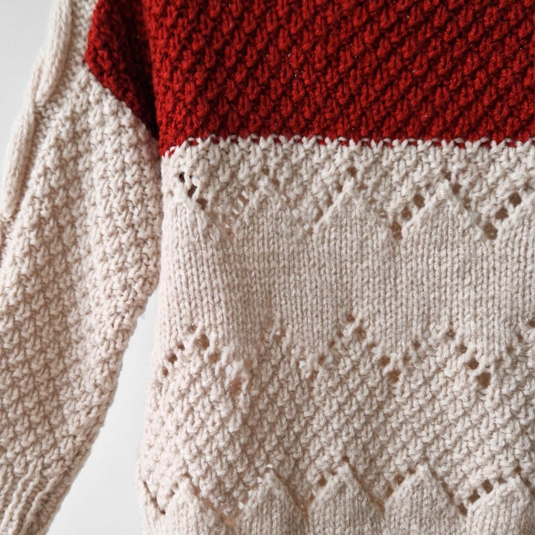 Pre-Loved Kids silts rokām adīts vilnas džemperis | 92-98 izm.