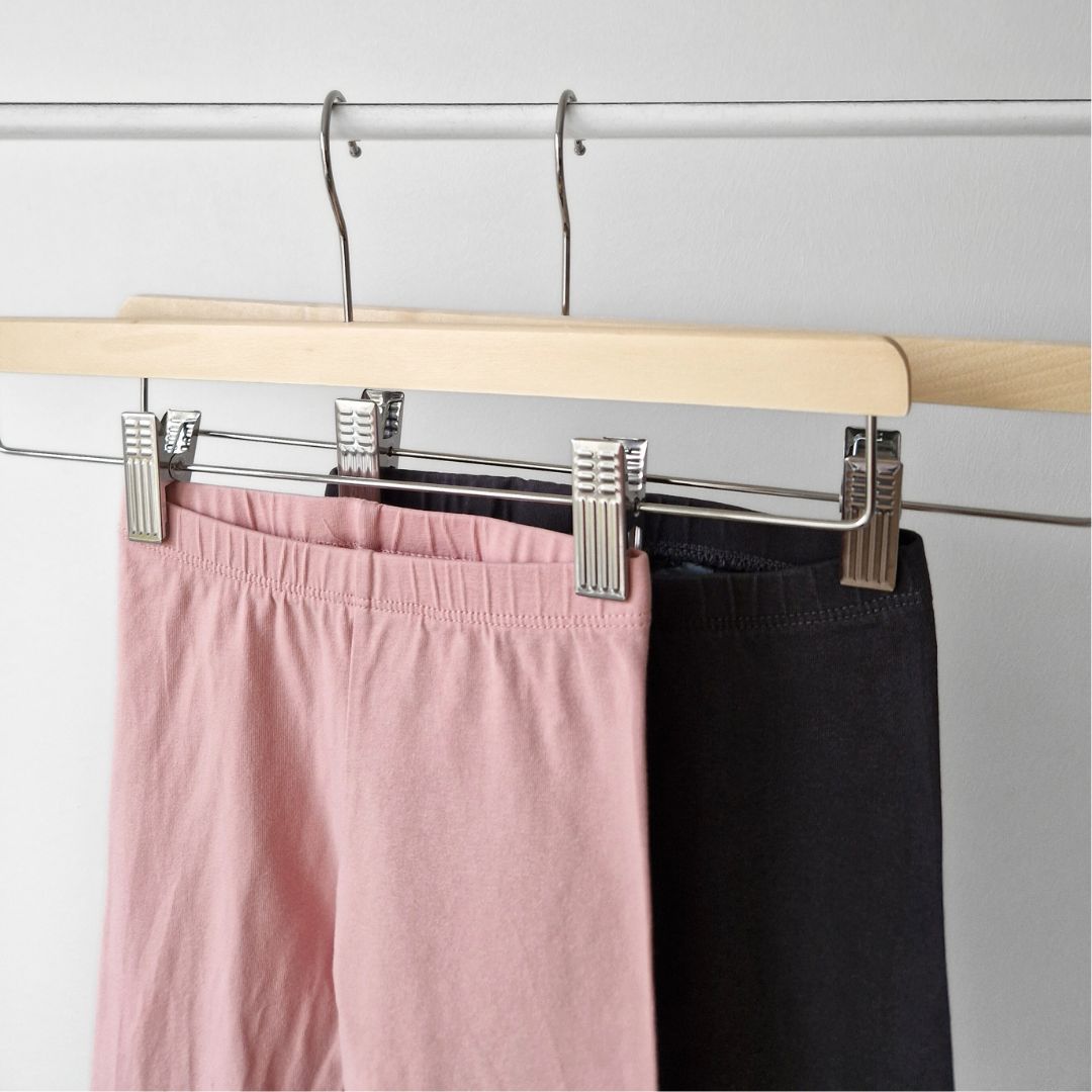 Pre-Loved Kids Legingu sets – Rozā + Tumši pelēki | 80 izm.