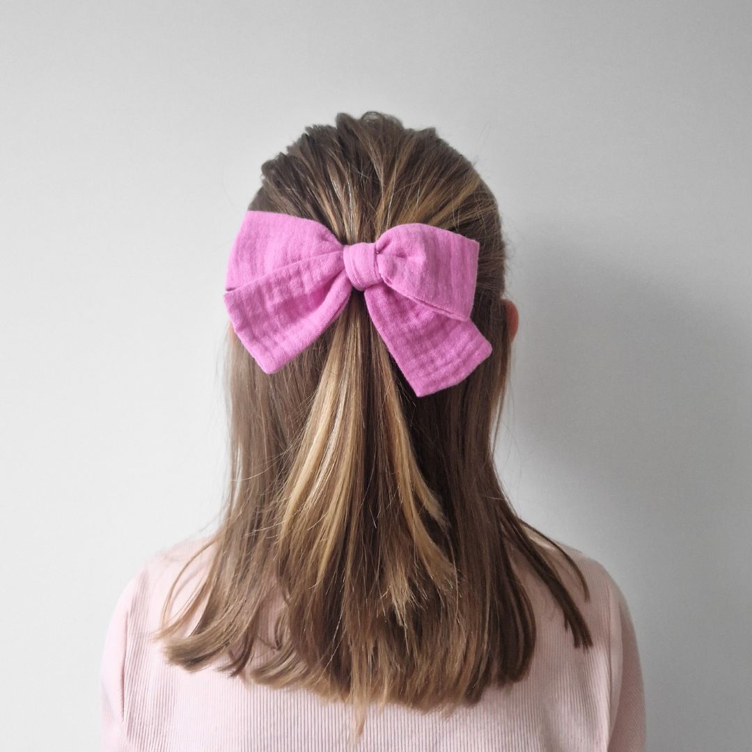 Lielā muslina matu bante - lillīgi rozā