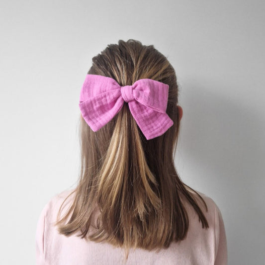 Lielā muslina matu bante - lillīgi rozā