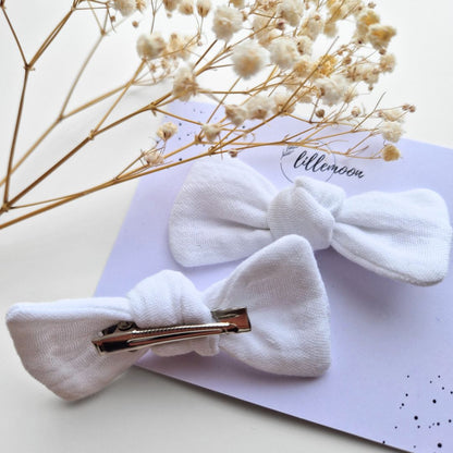 Muslina matu sprādzīšu komplekts – sniegbaltais