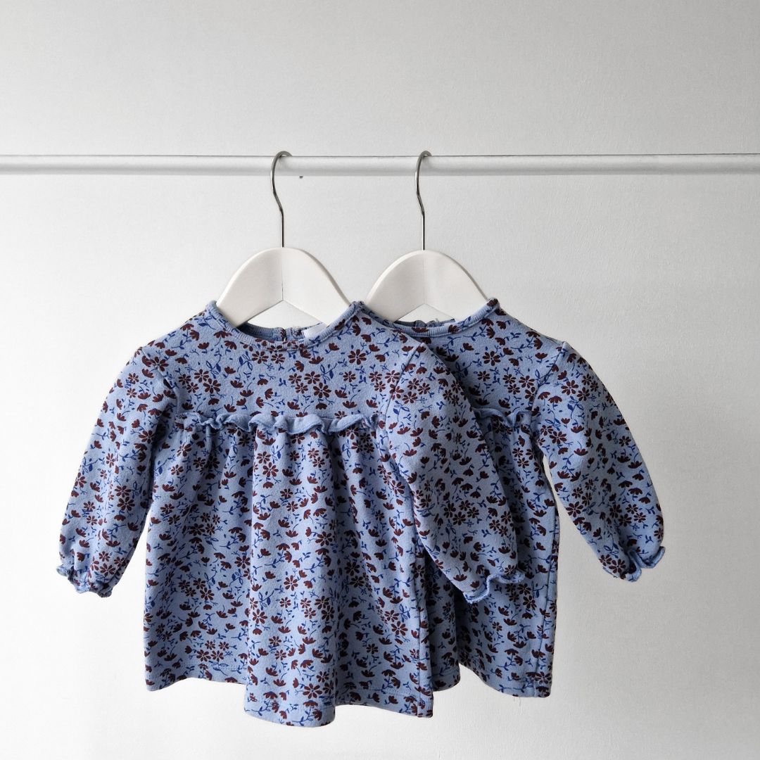 Pre-Loved Kids Tunika / Kleitiņa – Zila ar ziediem | 68 izm.