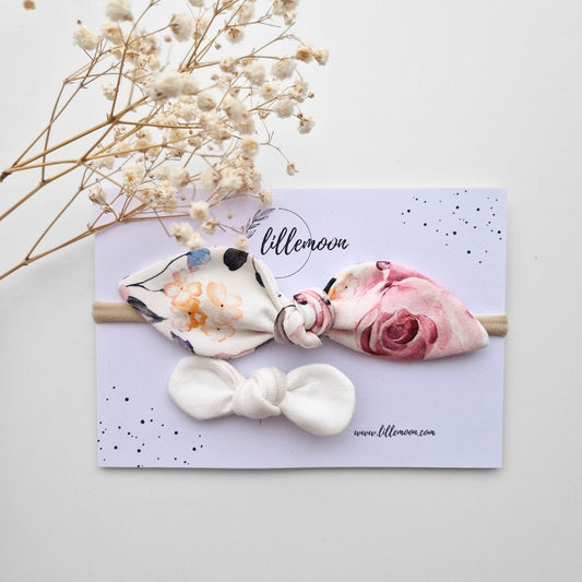 Bantīšu komplekts mazulītei - baltā roze