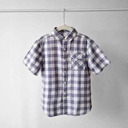 Pre-Loved Kids Lina-Kokvilnas krekls – Balti pelēkā rūtiņa I 116 izm.