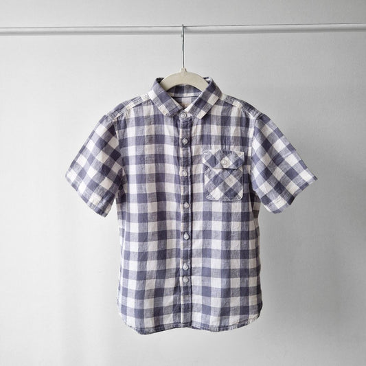 Pre-Loved Kids Lina-Kokvilnas krekls – Balti pelēkā rūtiņa I 116 izm.