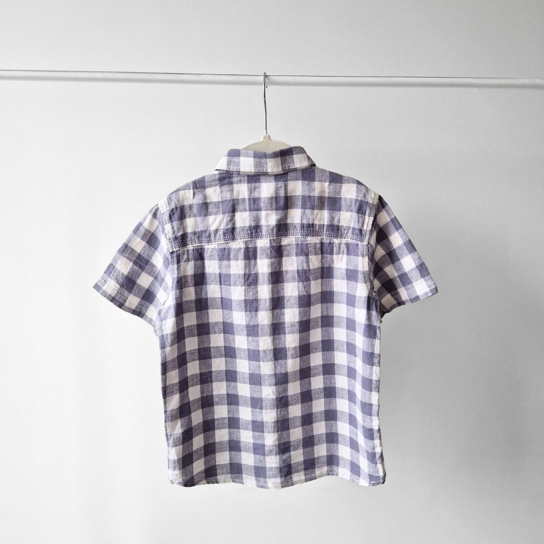 Pre-Loved Kids Lina-Kokvilnas krekls – Balti pelēkā rūtiņa I 116 izm.