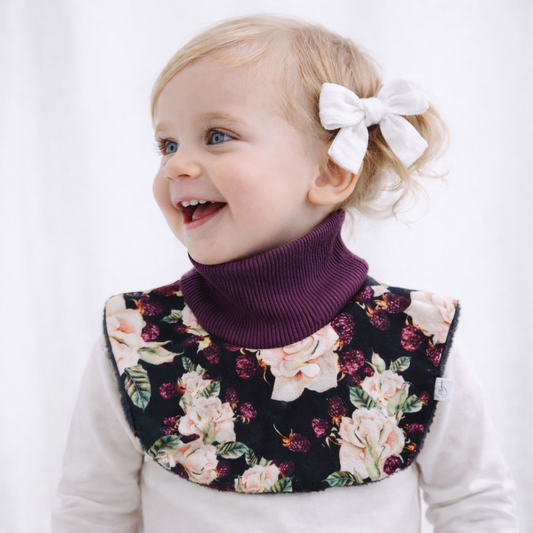Siltā apkaklīte I šalle bērniem - melna & upeņu lillā I kazeņziedi I -50%