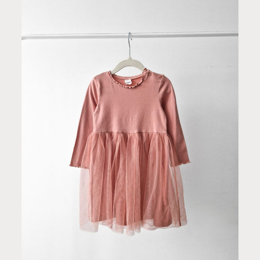 Pre-Loved H&M Rozā kleita ar tilla svārku daļu | 92 izm.